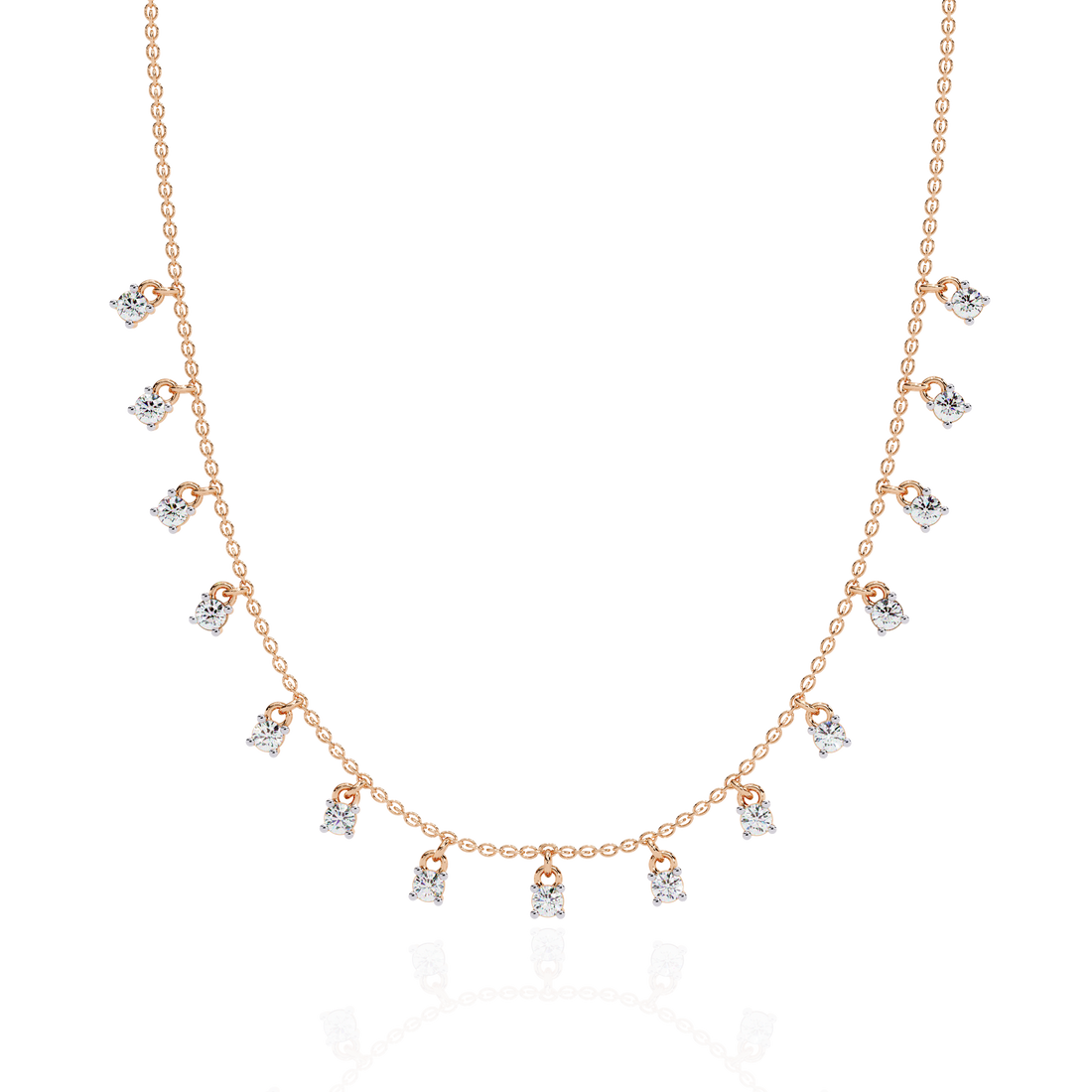 Minimalist Cube Cut Rose Gold Chain Necklace | 925 Sterling Silver