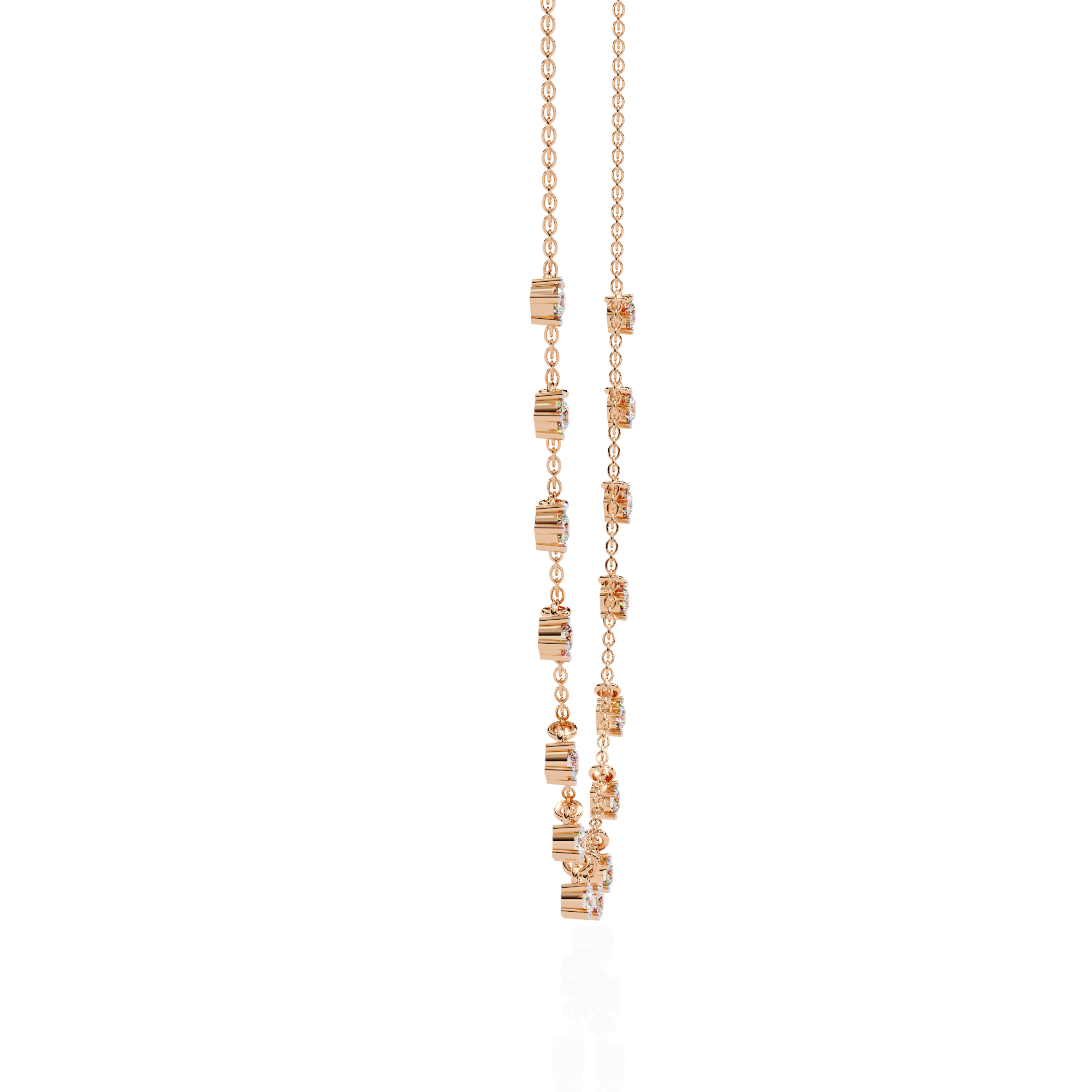 Minimalist Cube Cut Rose Gold Chain Necklace | 925 Sterling Silver