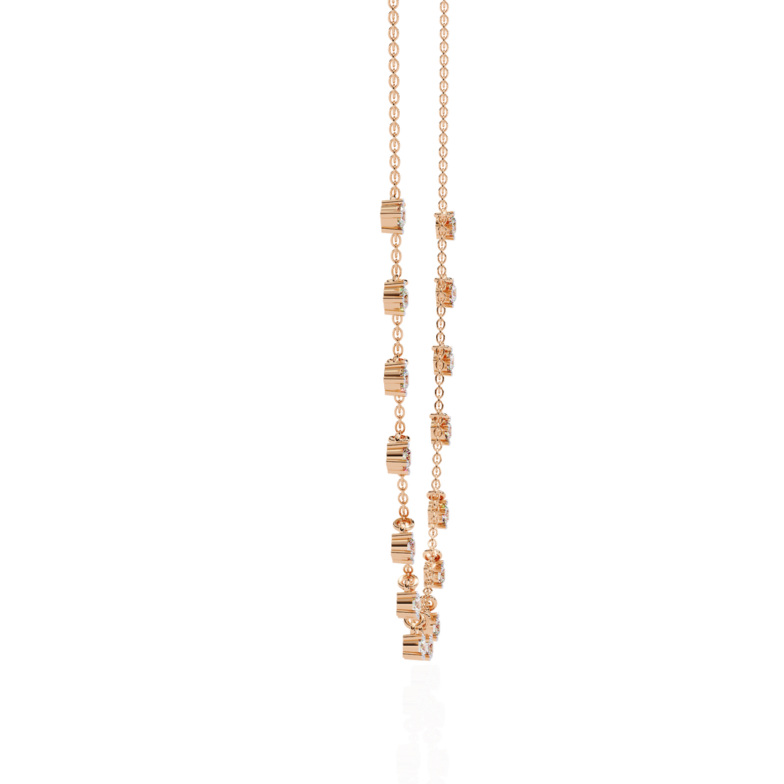Minimalist Cube Cut Rose Gold Chain Necklace | 925 Sterling Silver