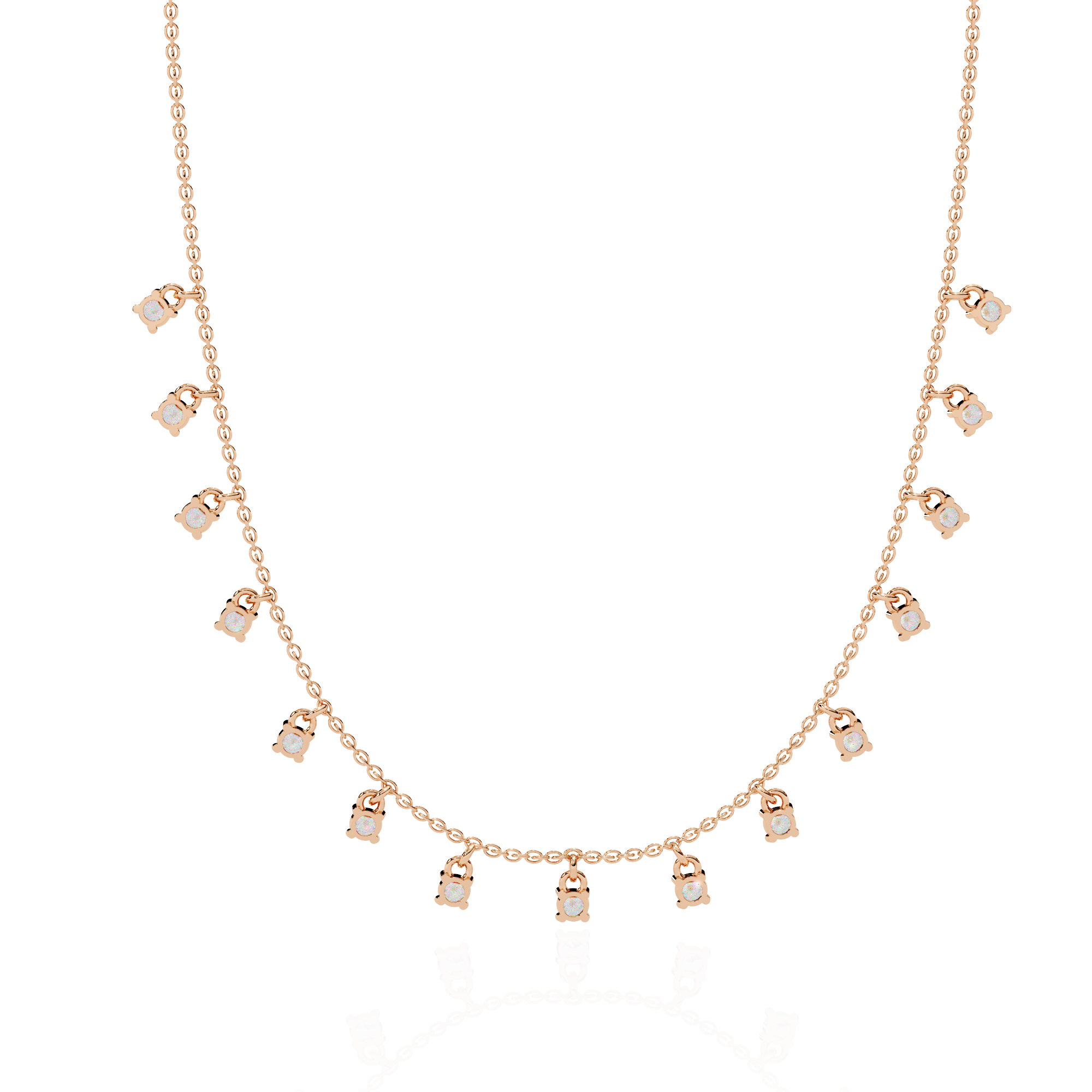 Minimalist Cube Cut Rose Gold Chain Necklace | 925 Sterling Silver