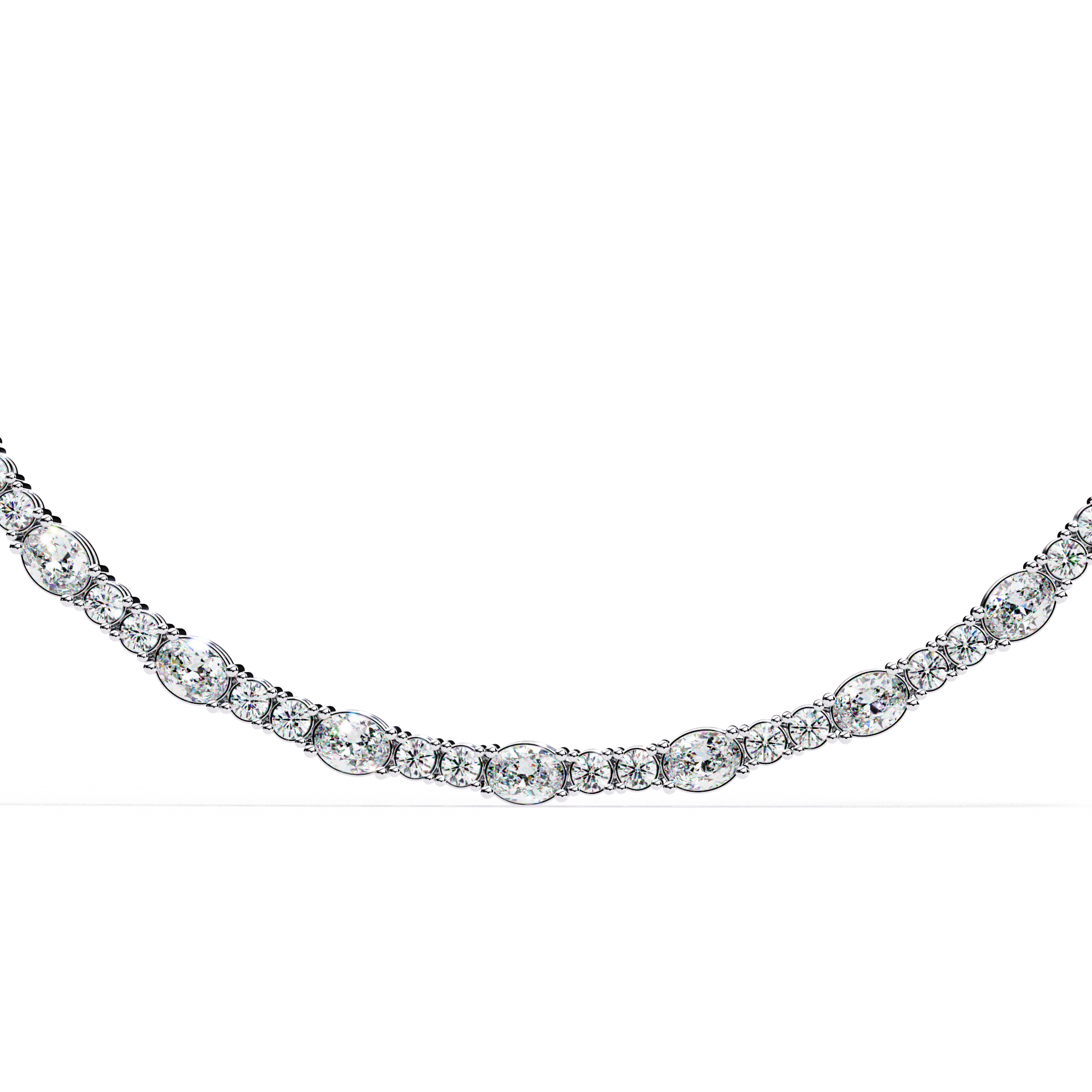 Classic Bezel-Set Oval &amp; Round Eternity Necklace | 925 Sterling Silver