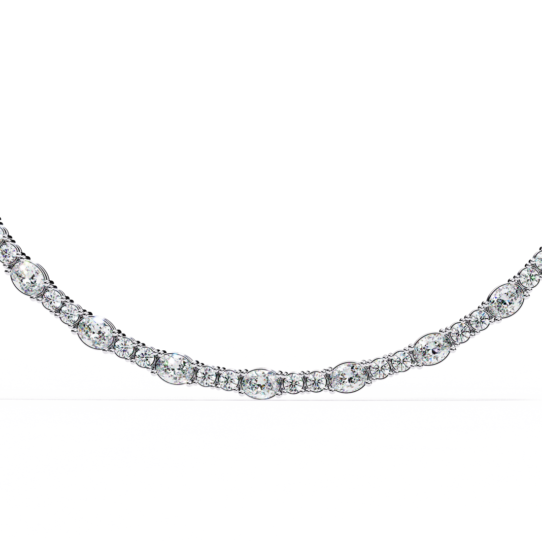 Classic Bezel-Set Oval &amp; Round Eternity Necklace | 925 Sterling Silver