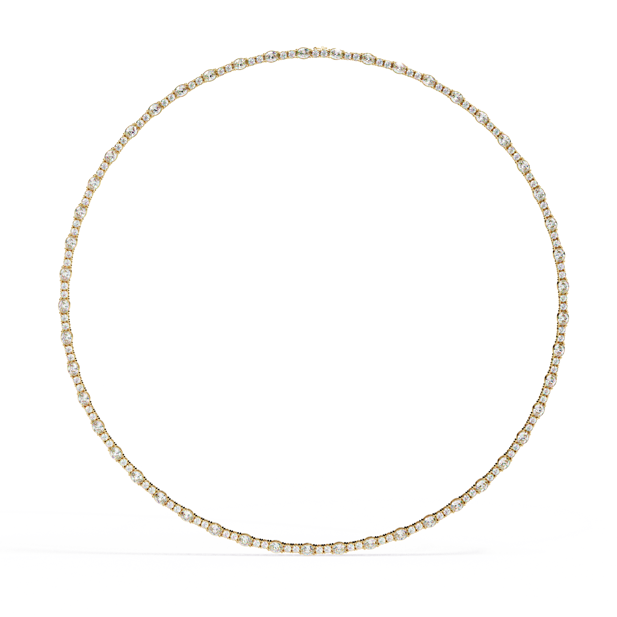 Classic Bezel-Set Oval &amp; Round Eternity Necklace | 925 Sterling Silver
