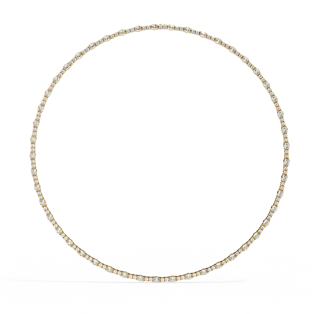 Classic Bezel-Set Oval &amp; Round Eternity Necklace | 925 Sterling Silver