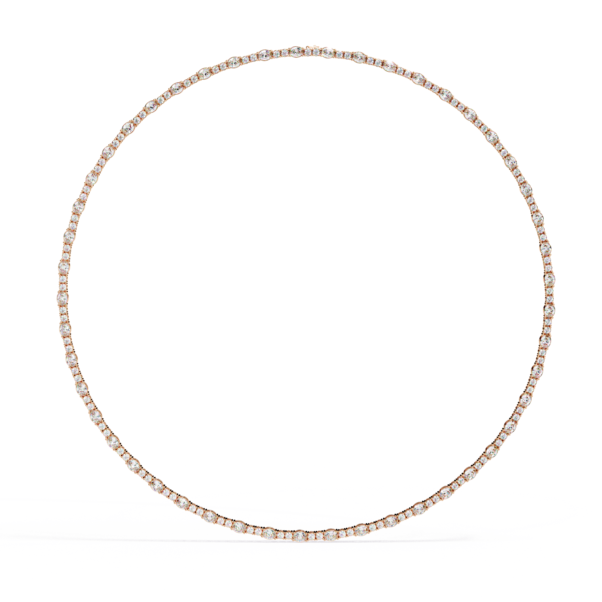 Classic Bezel-Set Oval &amp; Round Eternity Necklace | 925 Sterling Silver