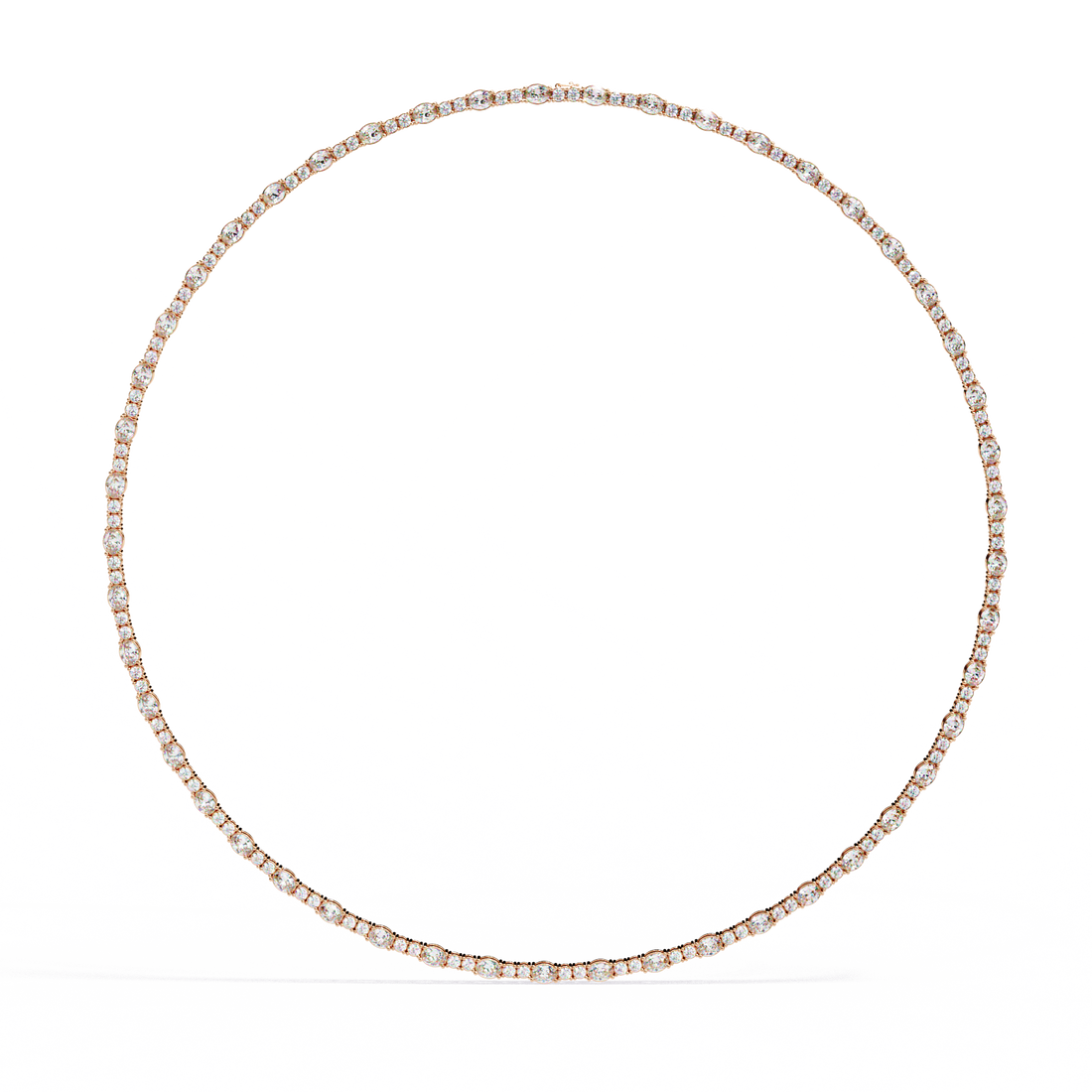Classic Bezel-Set Oval &amp; Round Eternity Necklace | 925 Sterling Silver