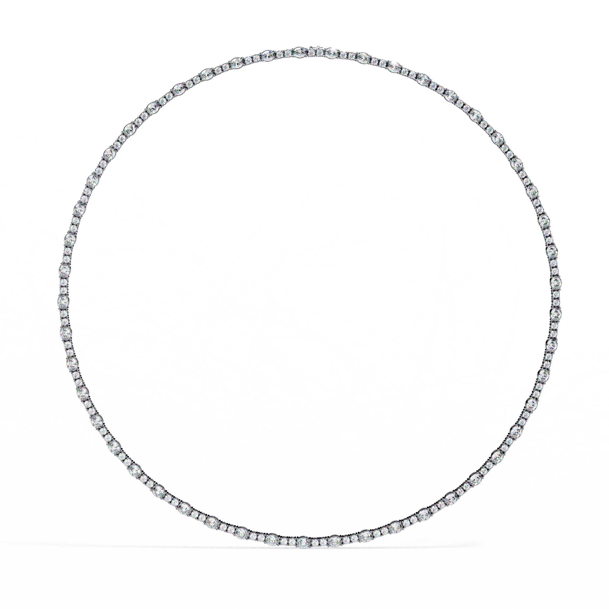 Classic Bezel-Set Oval &amp; Round Eternity Necklace | 925 Sterling Silver