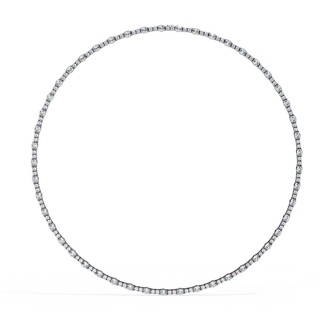 Classic Bezel-Set Oval &amp; Round Eternity Necklace | 925 Sterling Silver