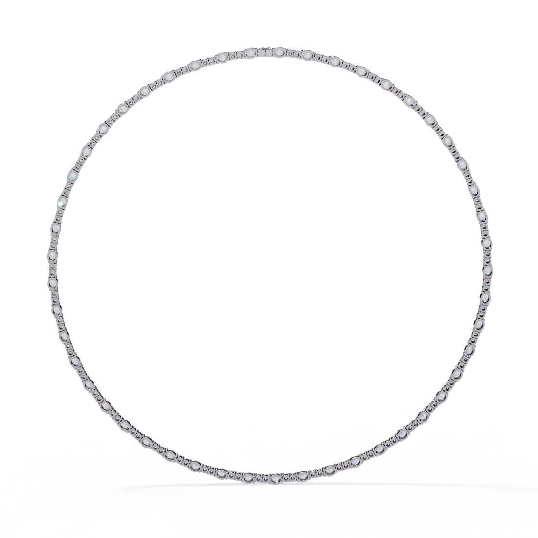 Classic Bezel-Set Oval &amp; Round Eternity Necklace | 925 Sterling Silver