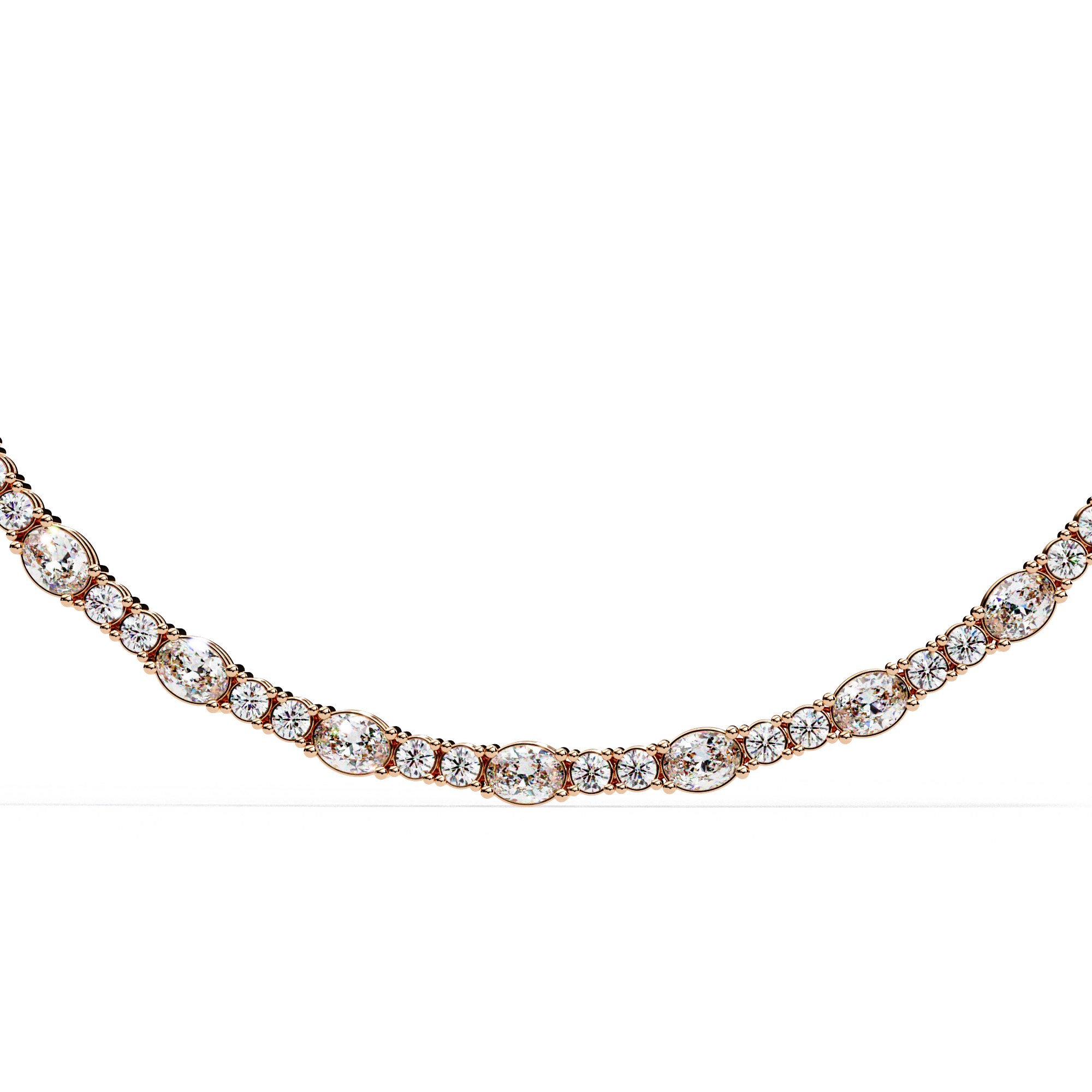 Classic Bezel-Set Oval &amp; Round Eternity Necklace | 925 Sterling Silver