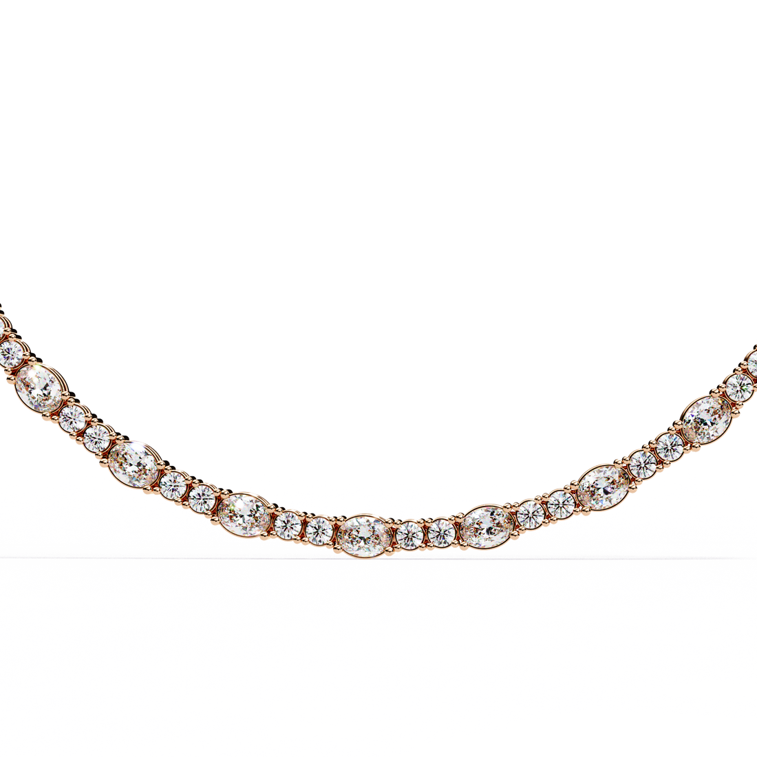 Classic Bezel-Set Oval &amp; Round Eternity Necklace | 925 Sterling Silver