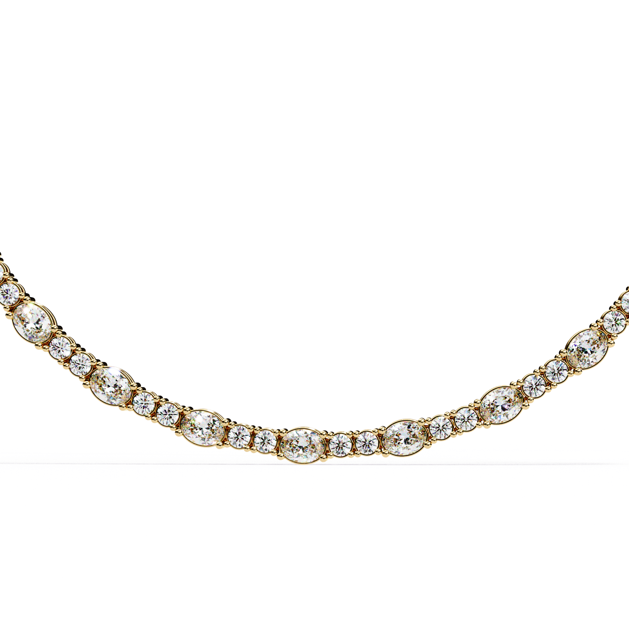Classic Bezel-Set Oval &amp; Round Eternity Necklace | 925 Sterling Silver