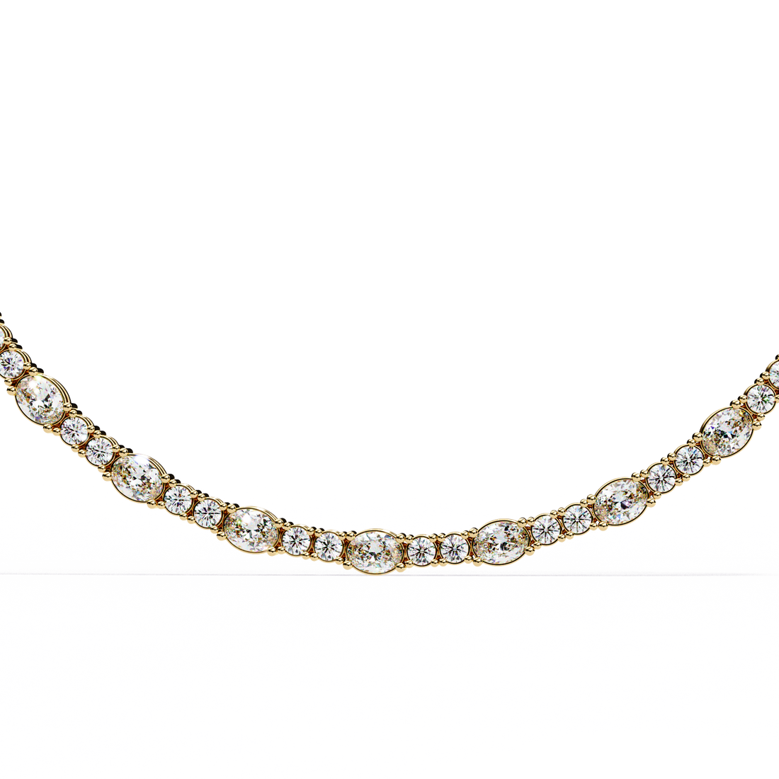 Classic Bezel-Set Oval &amp; Round Eternity Necklace | 925 Sterling Silver