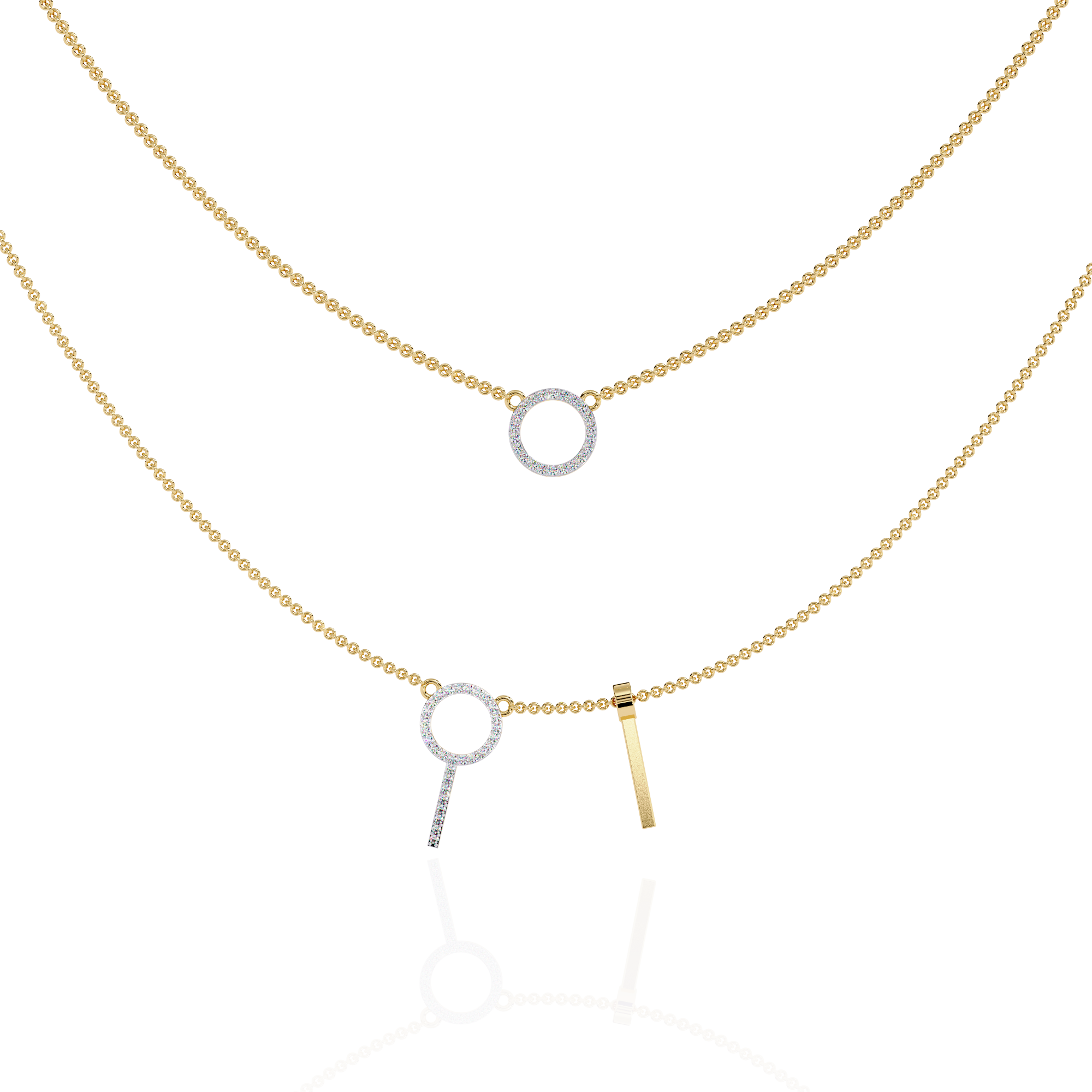 Elegant Geometric Circle Necklace in White Finish | 925 Sterling Silver