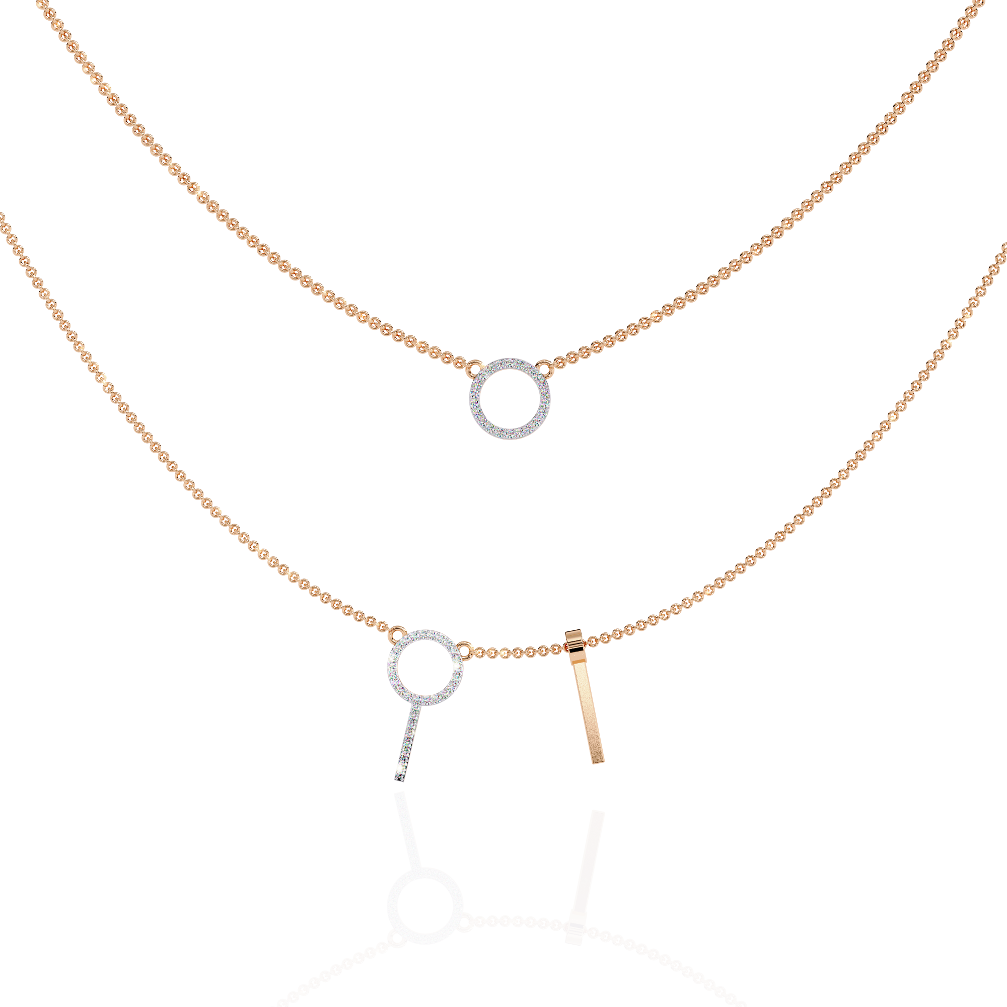 Elegant Geometric Circle Necklace in White Finish | 925 Sterling Silver