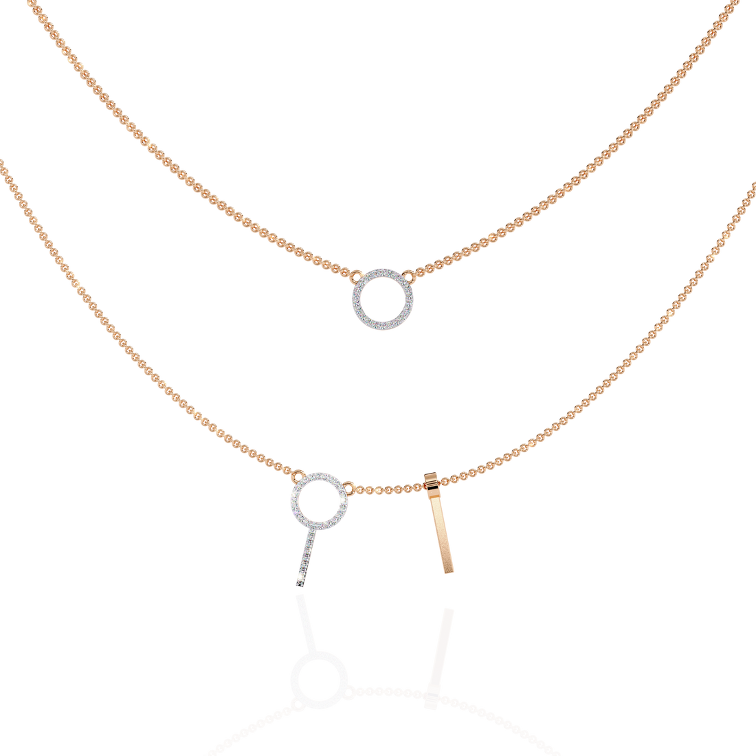Elegant Geometric Circle Necklace in White Finish | 925 Sterling Silver