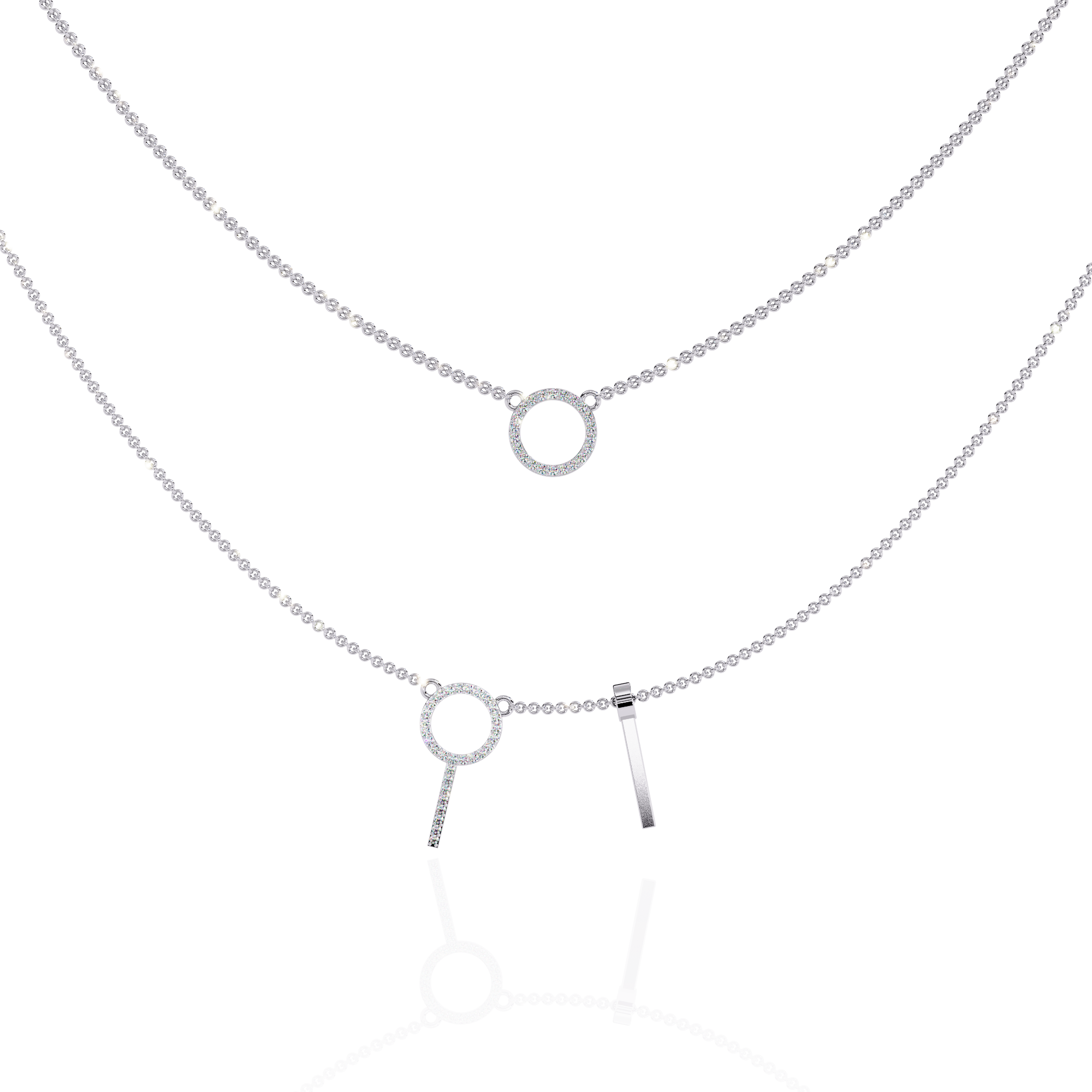 Elegant Geometric Circle Necklace in White Finish | 925 Sterling Silver