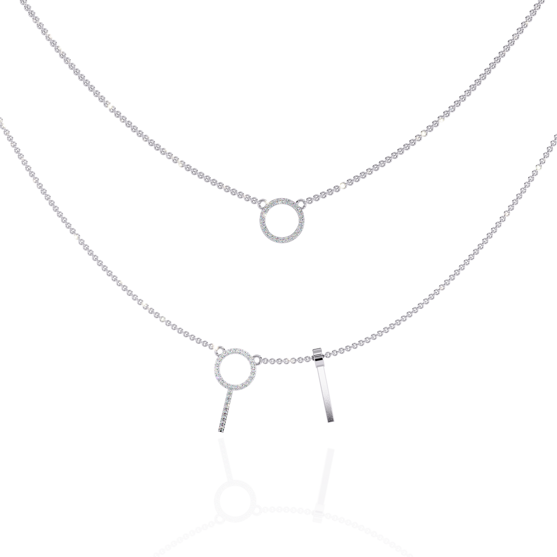 Elegant Geometric Circle Necklace in White Finish | 925 Sterling Silver
