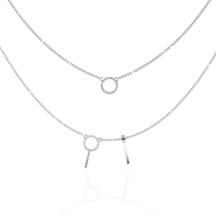 Elegant Geometric Circle Necklace in White Finish | 925 Sterling Silver