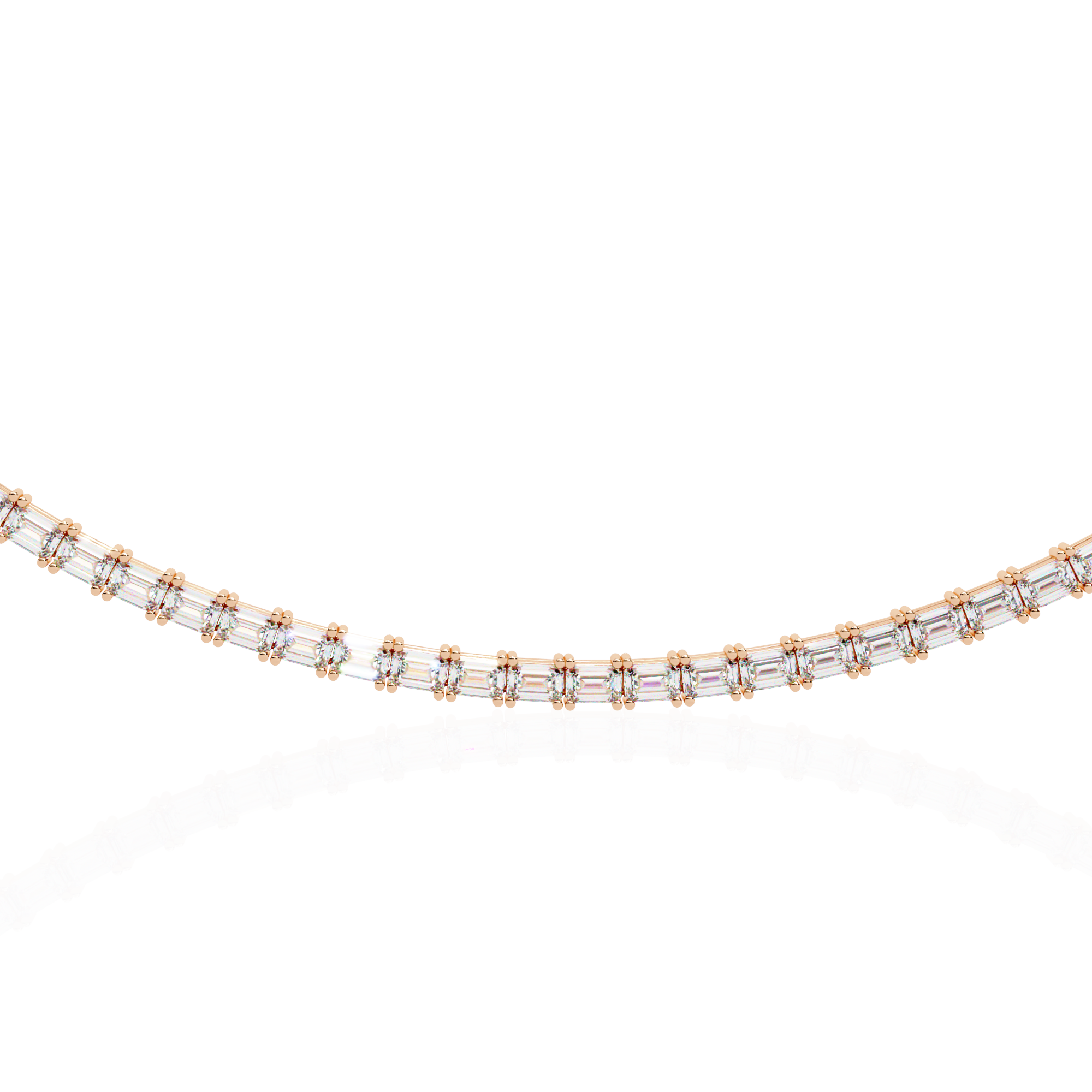 Baguette Cut Diamond Tennis Necklace | 925 Sterling Silver