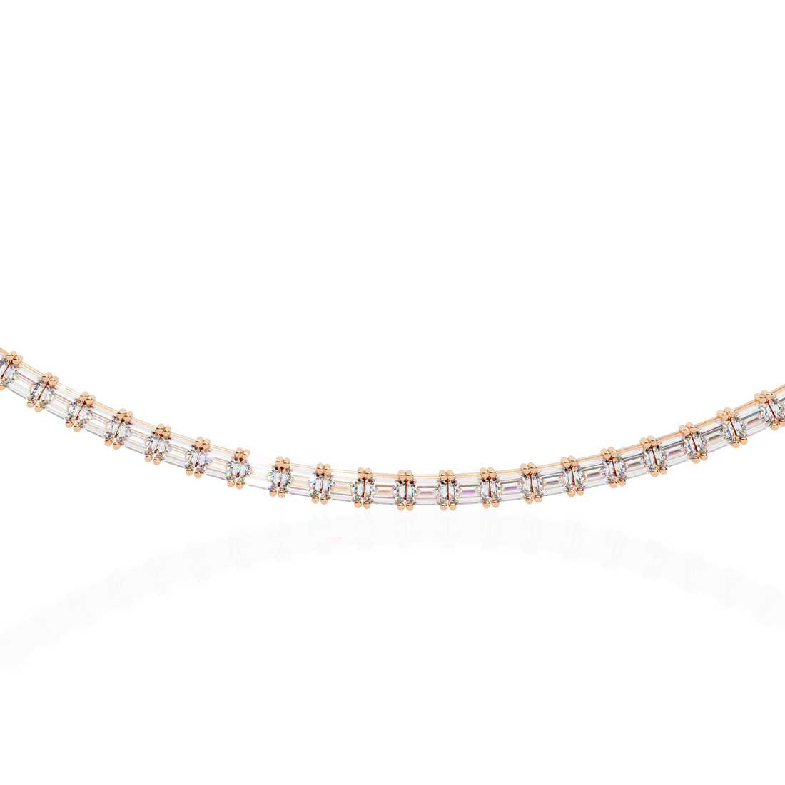 Baguette Cut Diamond Tennis Necklace | 925 Sterling Silver