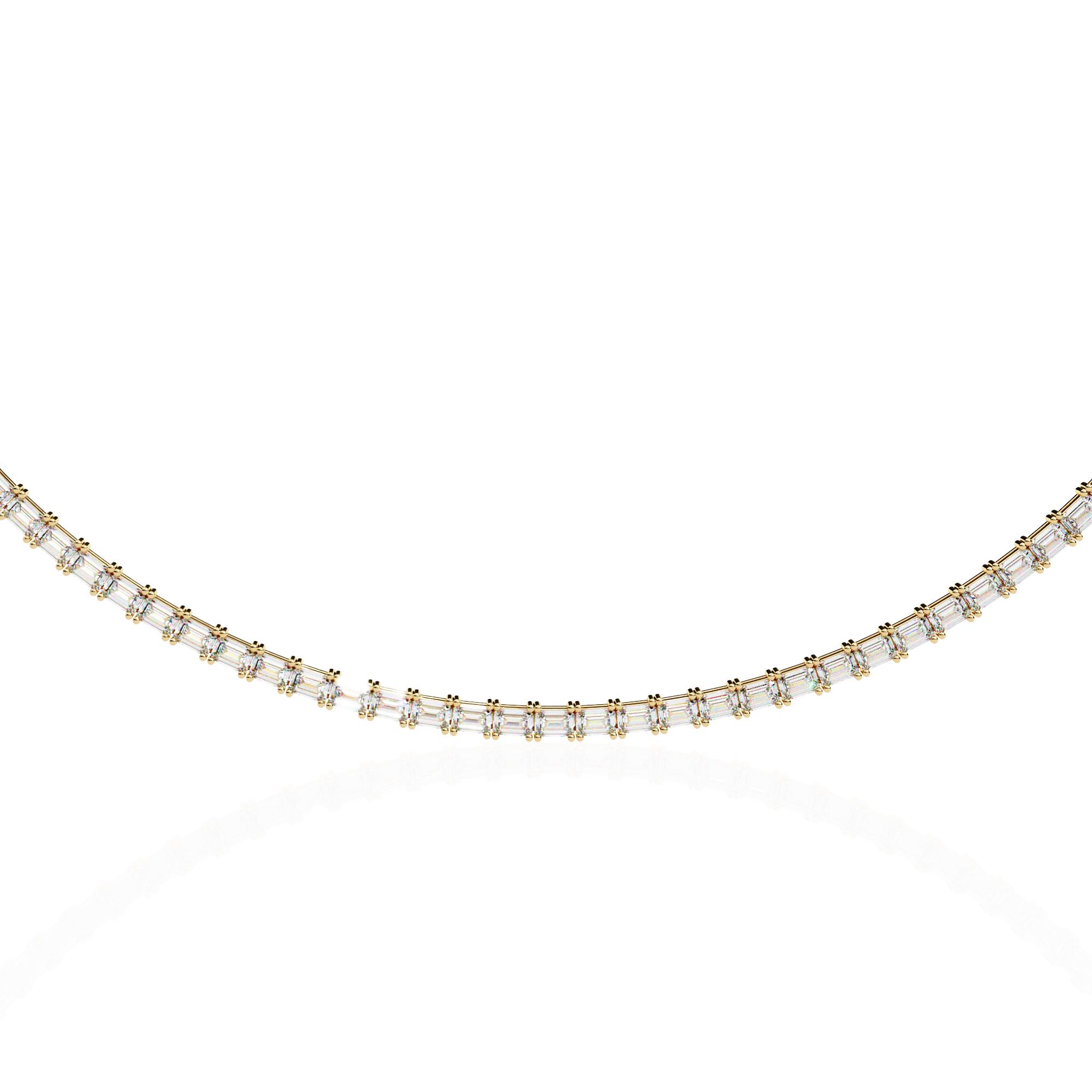 Baguette Cut Diamond Tennis Necklace | 925 Sterling Silver