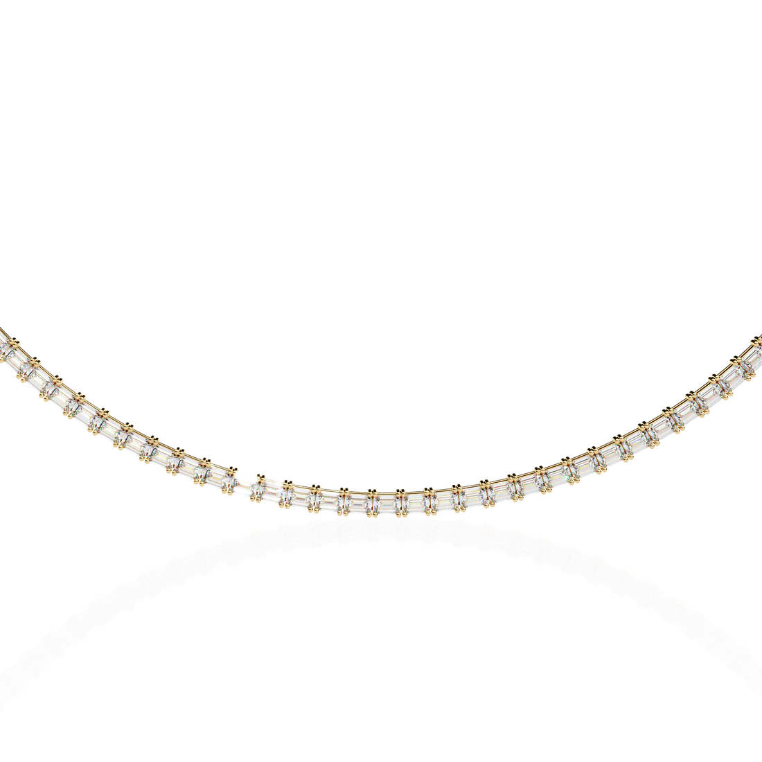 Baguette Cut Diamond Tennis Necklace | 925 Sterling Silver