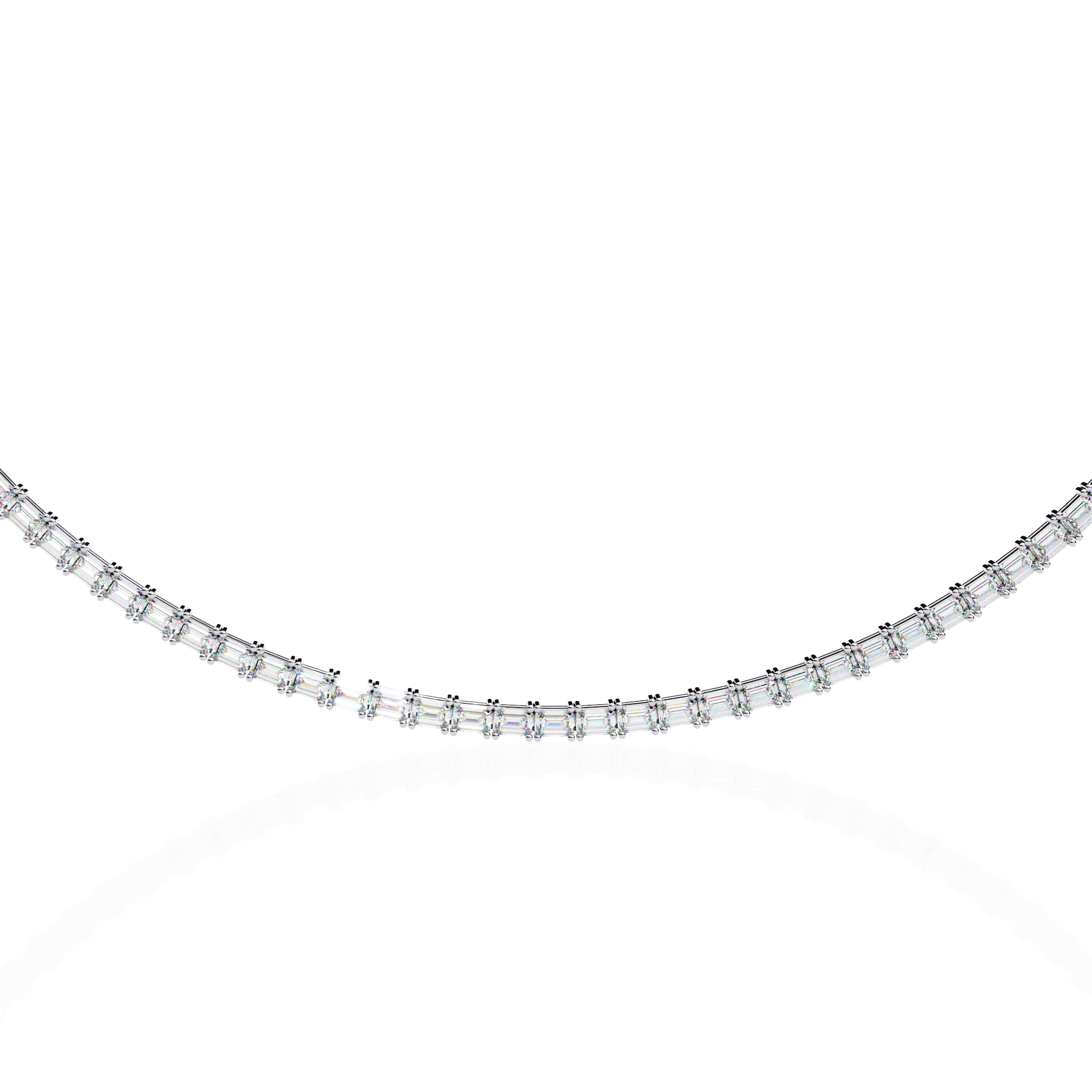 Baguette Cut Diamond Tennis Necklace | 925 Sterling Silver