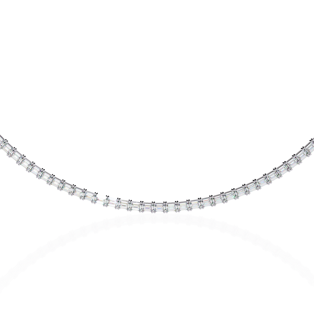 Baguette Cut Diamond Tennis Necklace | 925 Sterling Silver