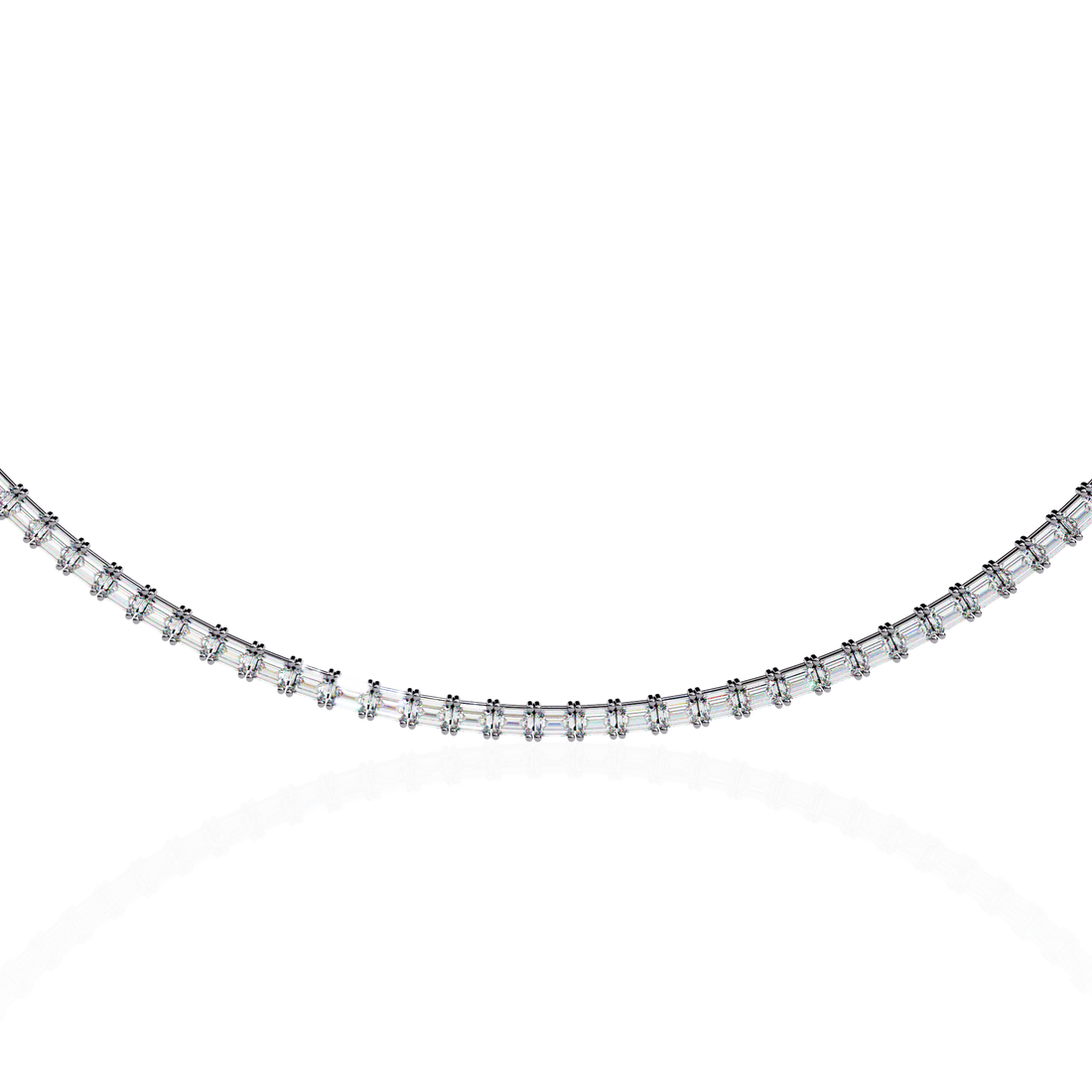 Baguette Cut Diamond Tennis Necklace | 925 Sterling Silver