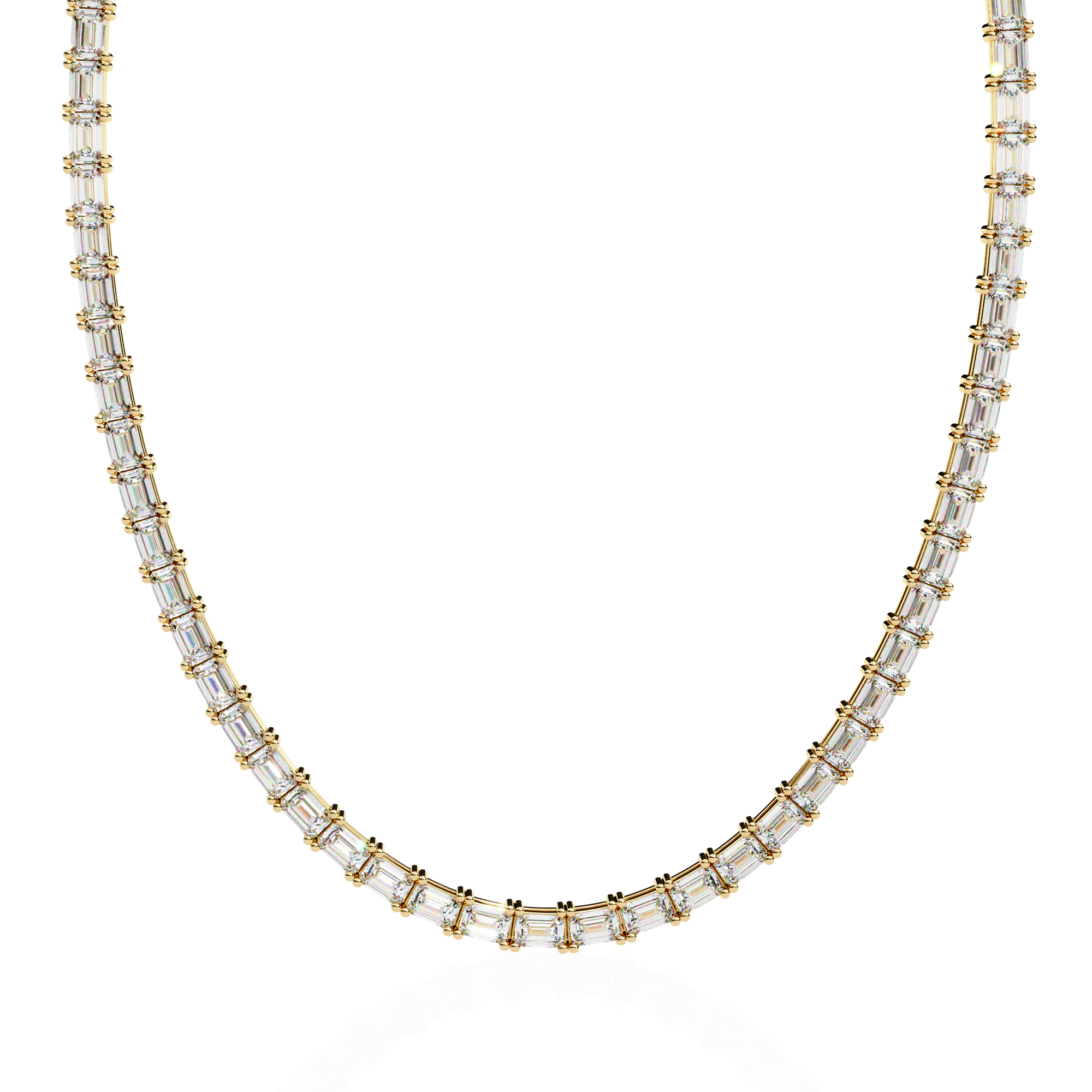 Baguette Cut Diamond Tennis Necklace | 925 Sterling Silver