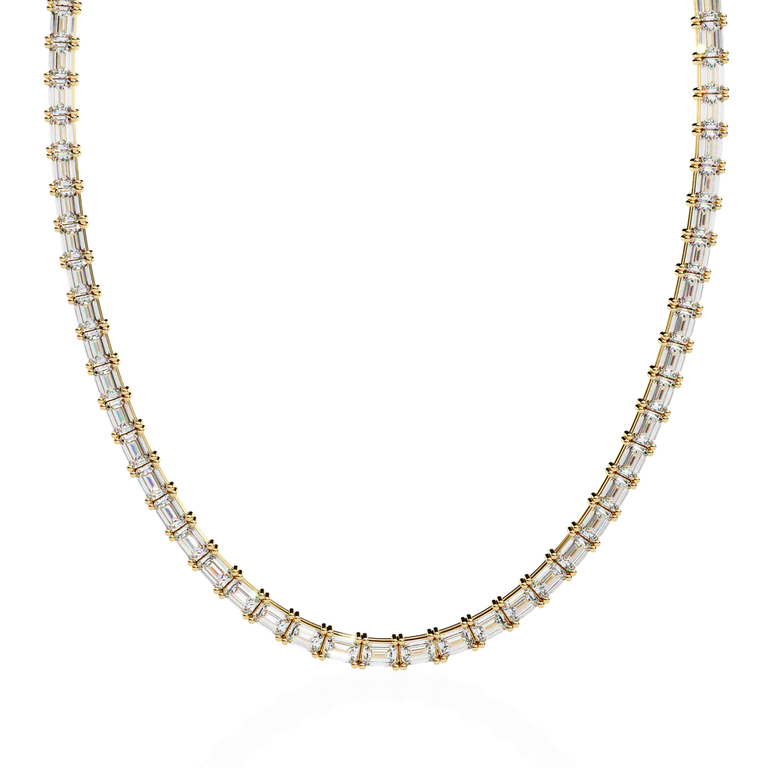 Baguette Cut Diamond Tennis Necklace | 925 Sterling Silver
