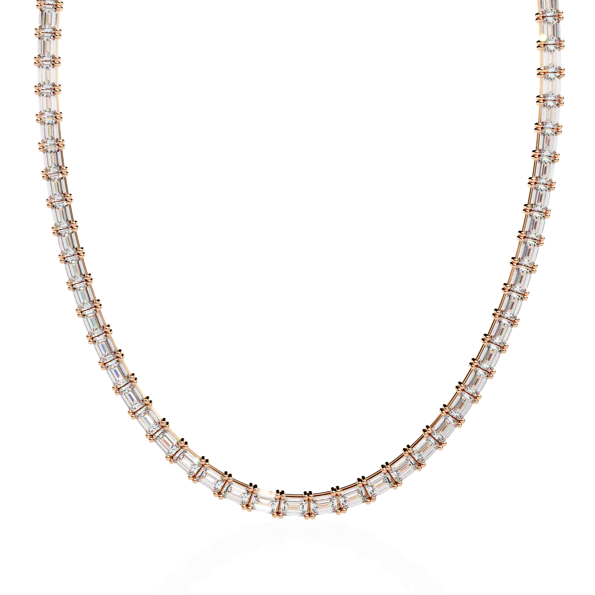 Baguette Cut Diamond Tennis Necklace | 925 Sterling Silver