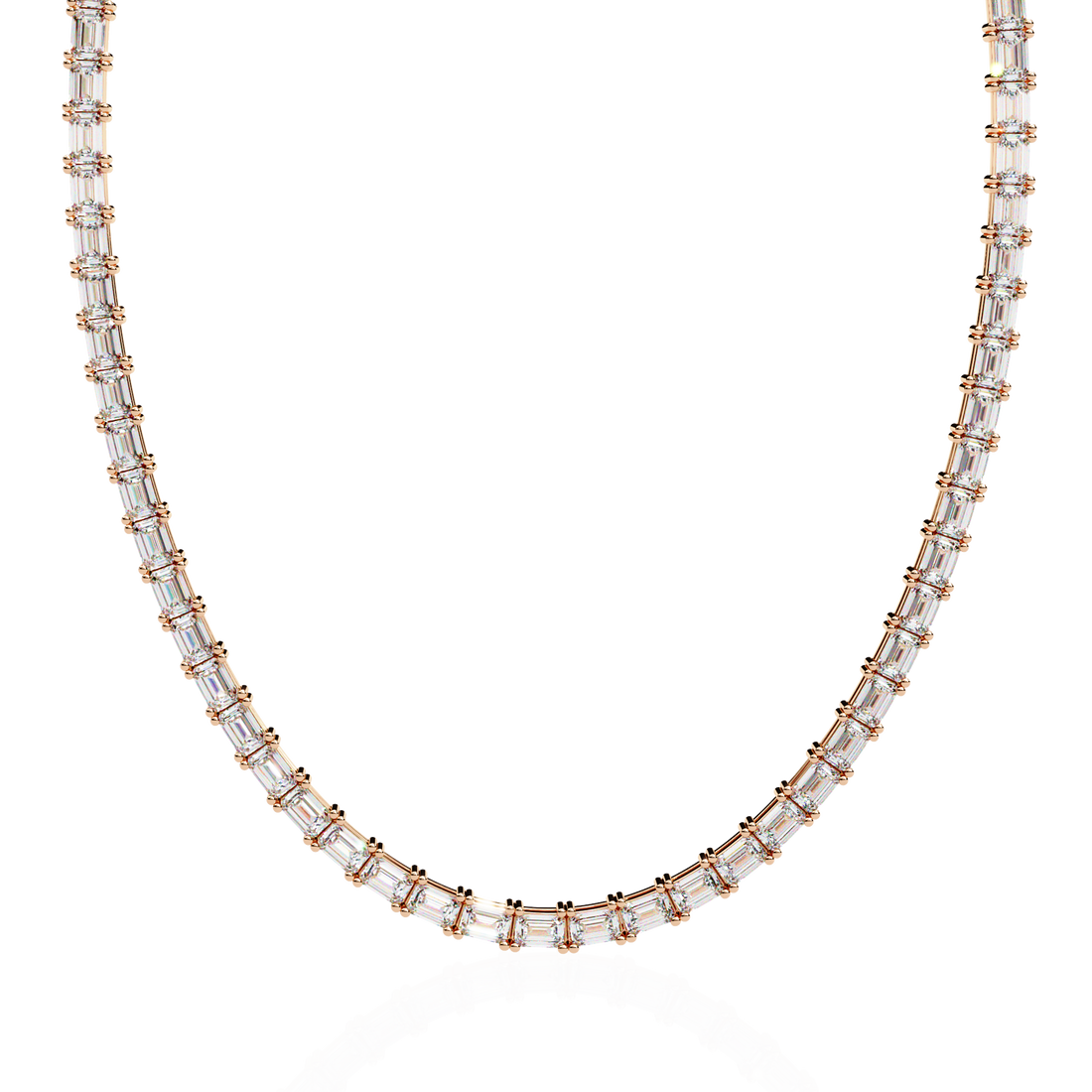 Baguette Cut Diamond Tennis Necklace | 925 Sterling Silver