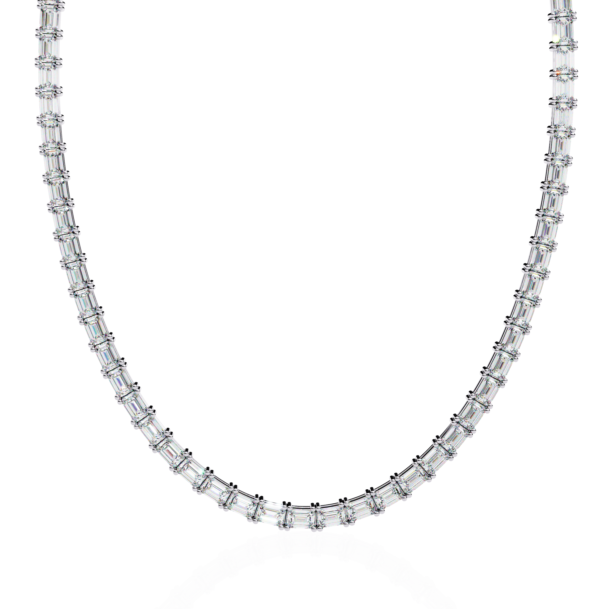 Baguette Cut Diamond Tennis Necklace | 925 Sterling Silver
