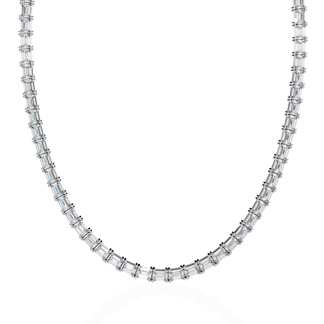 Baguette Cut Diamond Tennis Necklace | 925 Sterling Silver