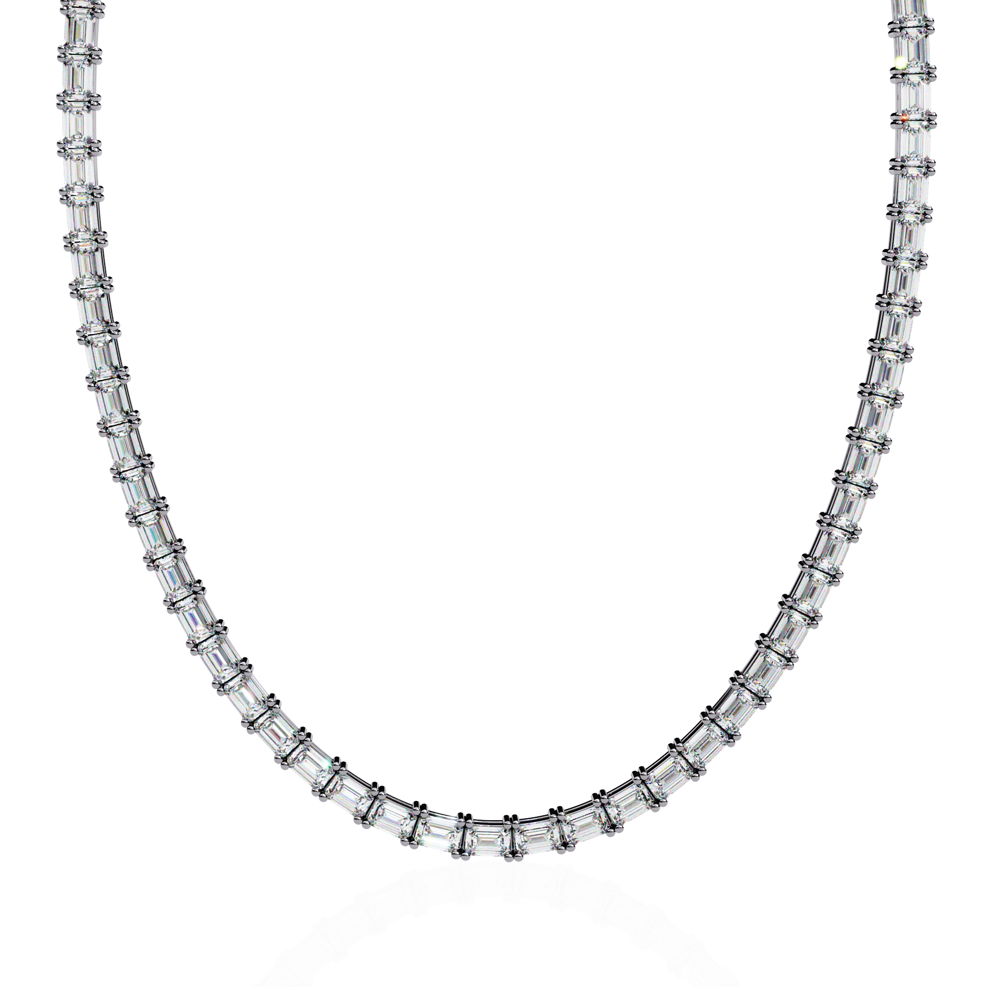 Baguette Cut Diamond Tennis Necklace | 925 Sterling Silver