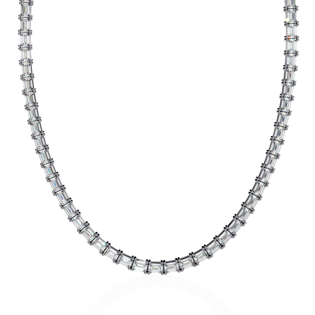 Baguette Cut Diamond Tennis Necklace | 925 Sterling Silver