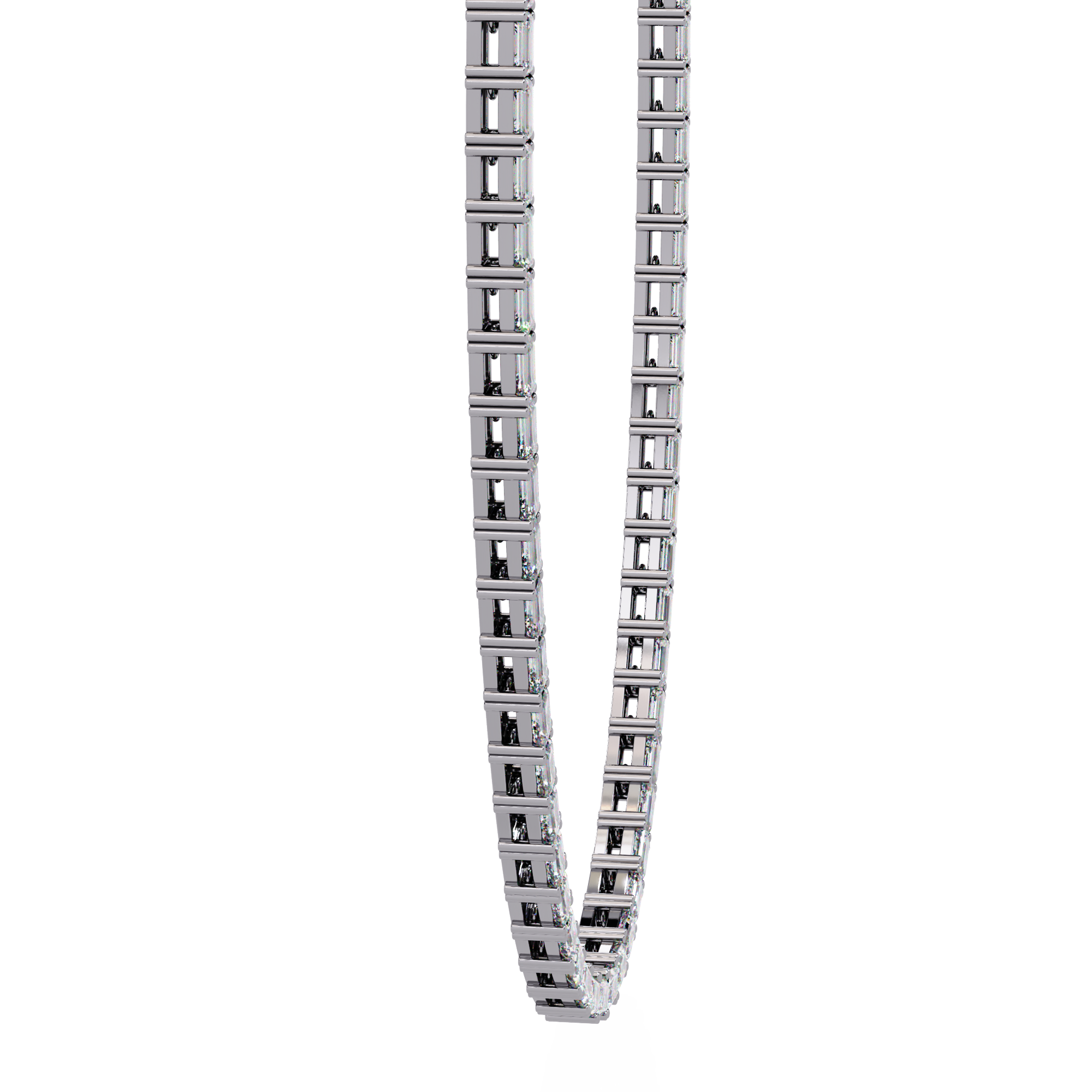 Baguette Cut Diamond Tennis Necklace | 925 Sterling Silver