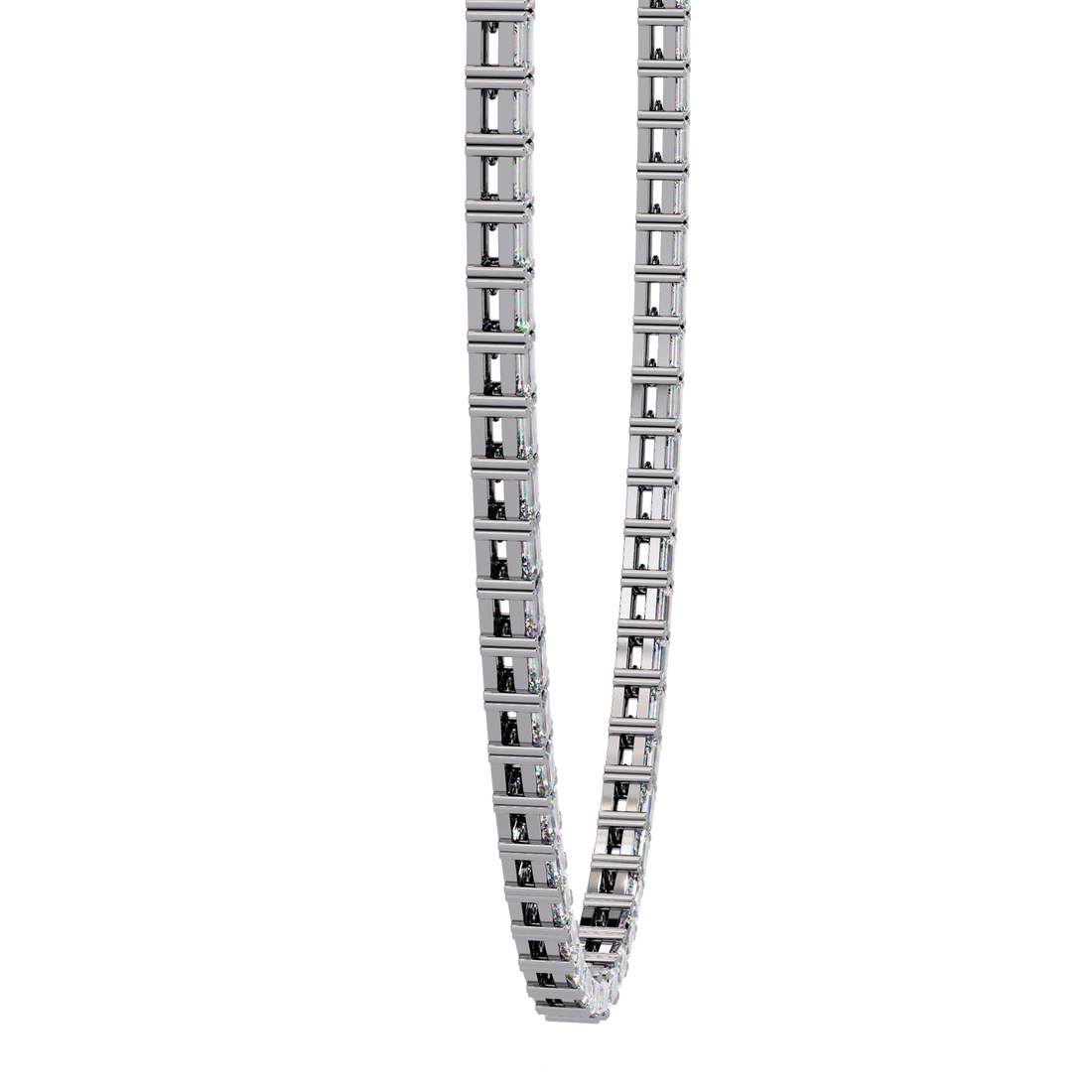 Baguette Cut Diamond Tennis Necklace | 925 Sterling Silver
