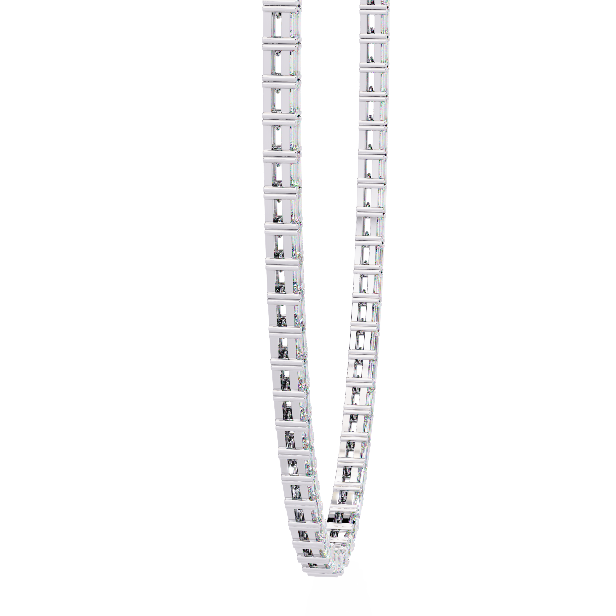 Baguette Cut Diamond Tennis Necklace | 925 Sterling Silver