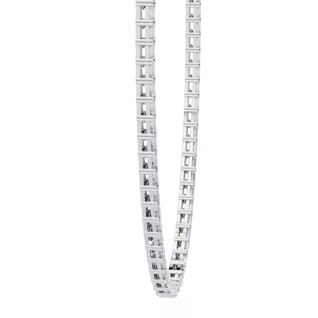 Baguette Cut Diamond Tennis Necklace | 925 Sterling Silver