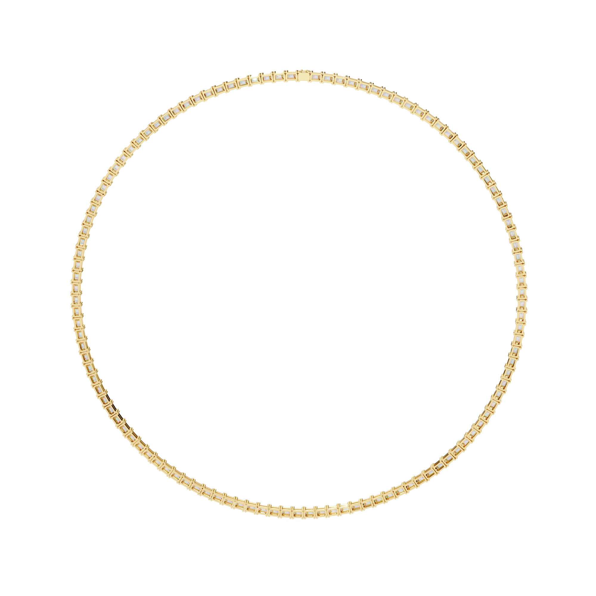Baguette Cut Diamond Tennis Necklace | 925 Sterling Silver