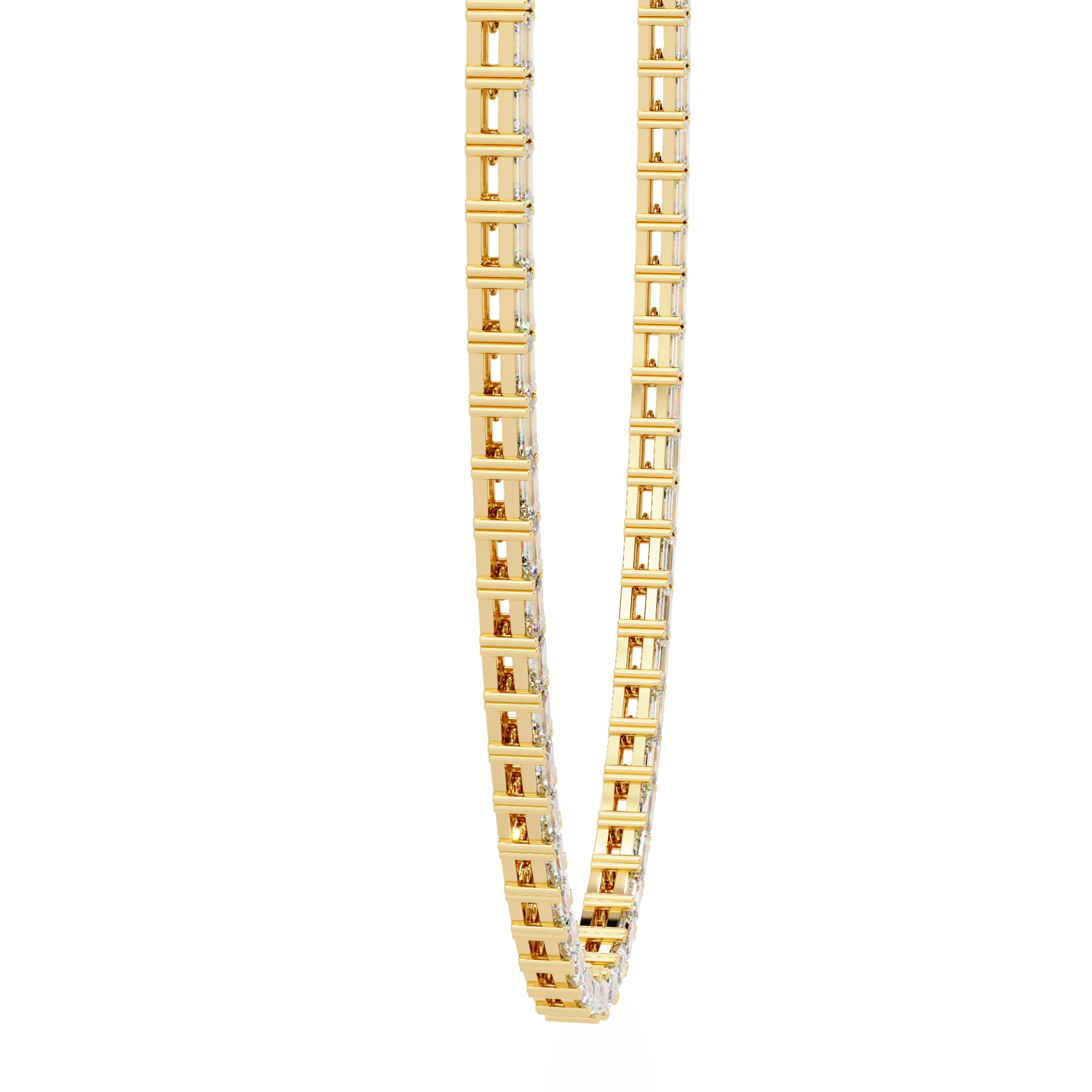 Baguette Cut Diamond Tennis Necklace | 925 Sterling Silver