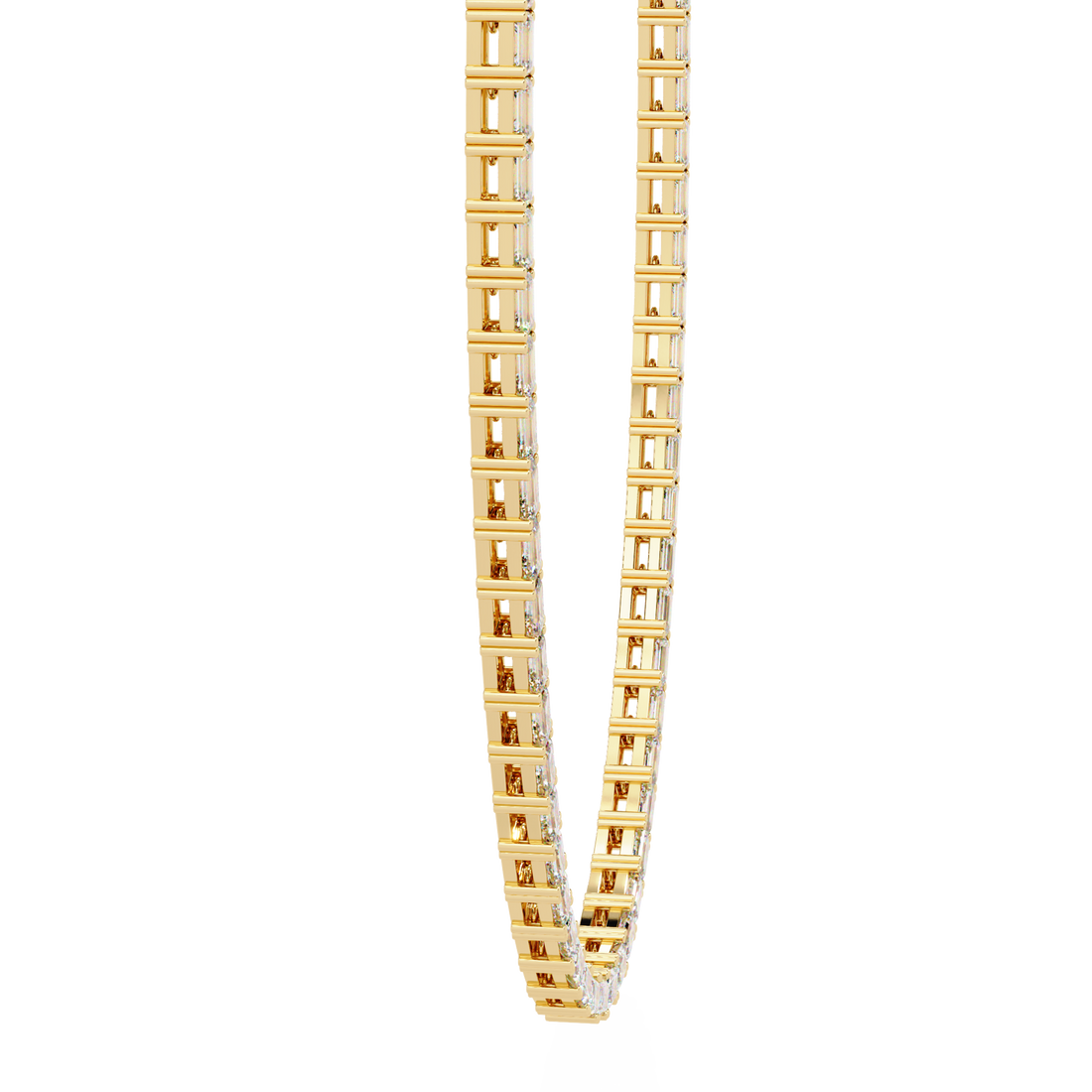 Baguette Cut Diamond Tennis Necklace | 925 Sterling Silver