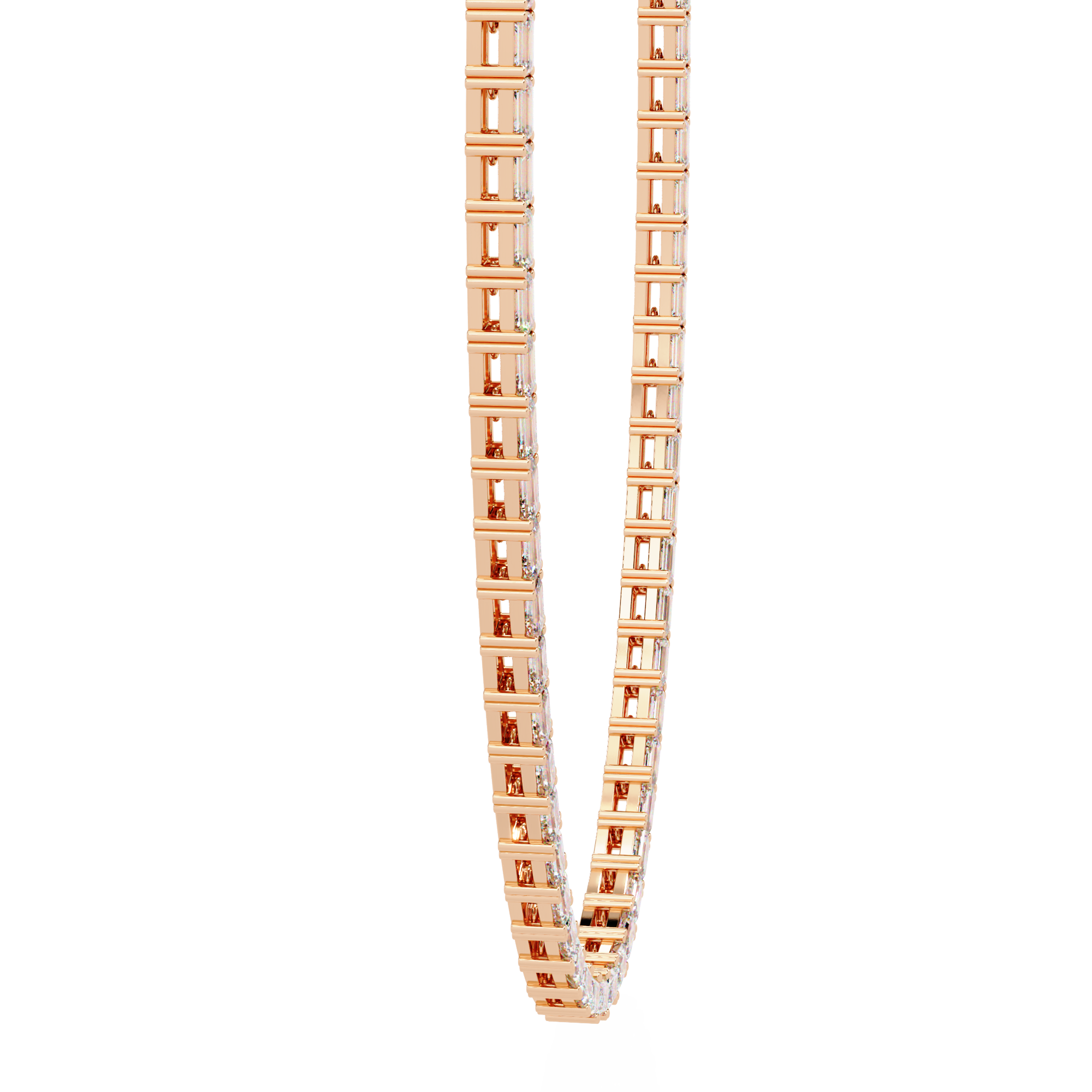 Baguette Cut Diamond Tennis Necklace | 925 Sterling Silver