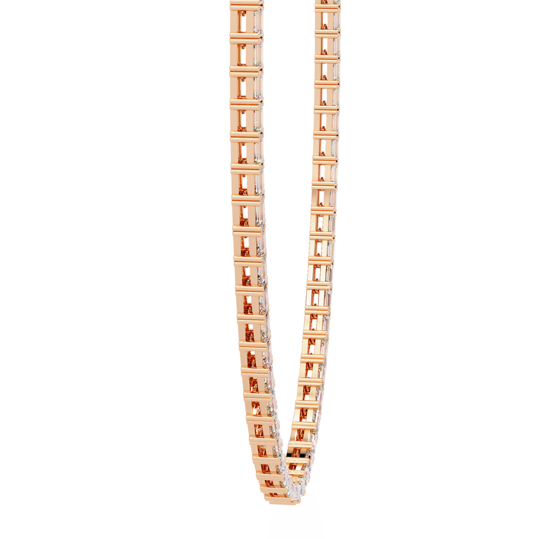 Baguette Cut Diamond Tennis Necklace | 925 Sterling Silver