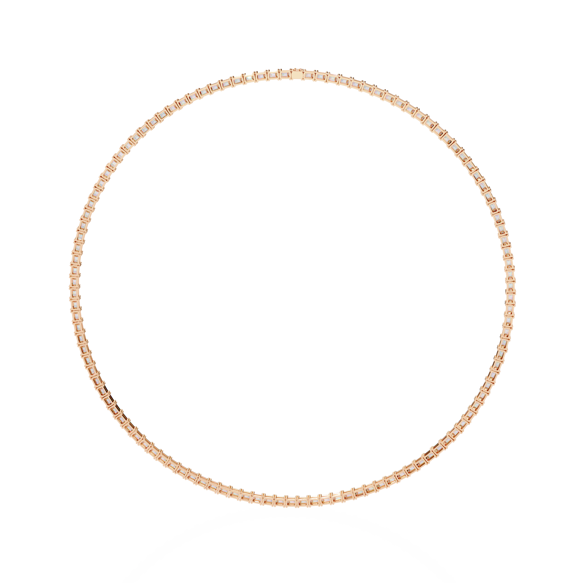 Baguette Cut Diamond Tennis Necklace | 925 Sterling Silver