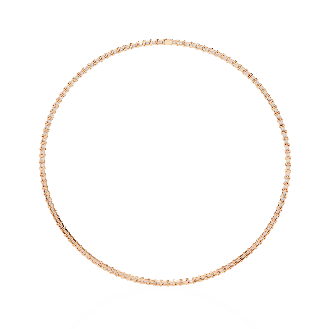 Baguette Cut Diamond Tennis Necklace | 925 Sterling Silver