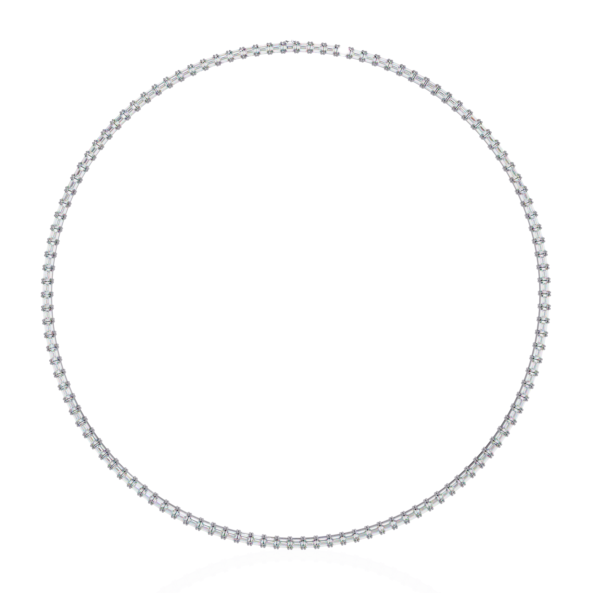 Baguette Cut Diamond Tennis Necklace | 925 Sterling Silver